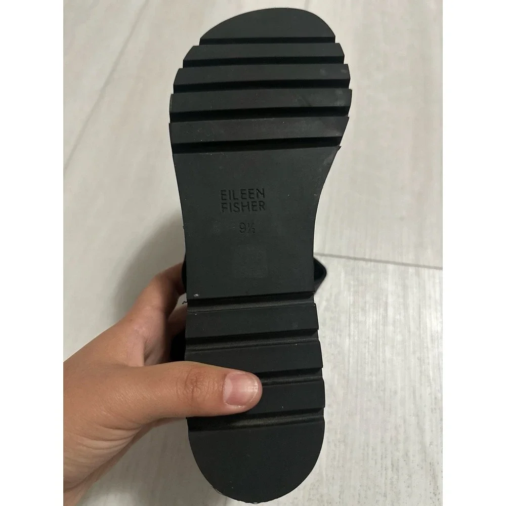 Eileen Fisher Weslia Platform Wedge Sandals Sz 9.5 Black‎